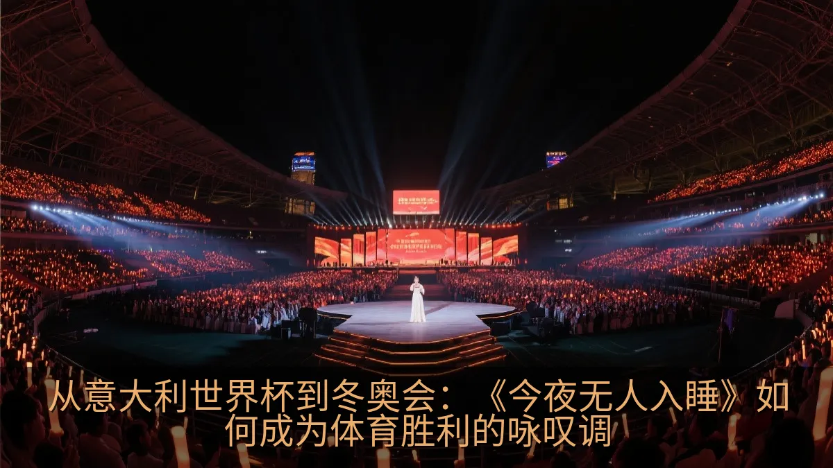 大型体育场馆开幕式上灯光映照下的古典音乐演出