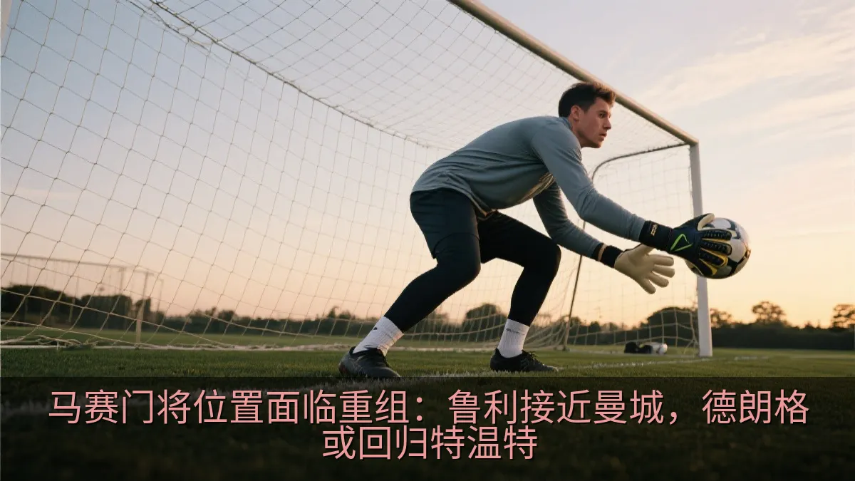 足球守门员在球门前准备扑救