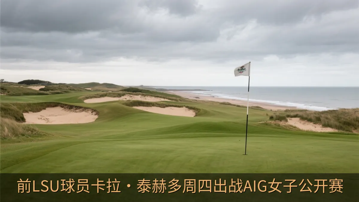高尔夫球场果岭与旗杆